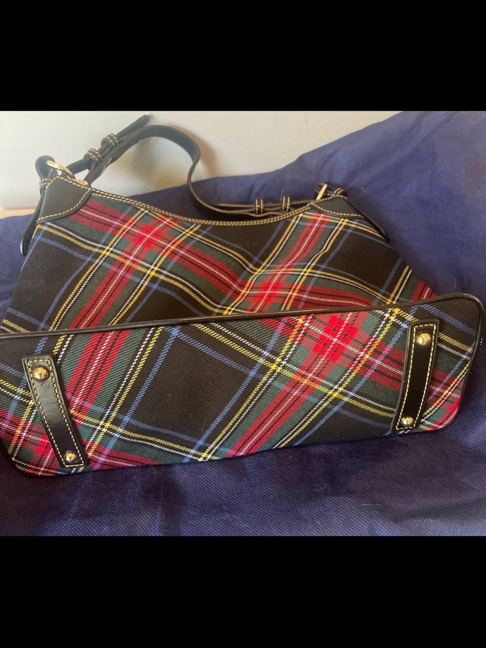 Dooney & Bourke Tartan Plaid Shoulder Bag - Red, Navy & Green - Picture 4 of 9